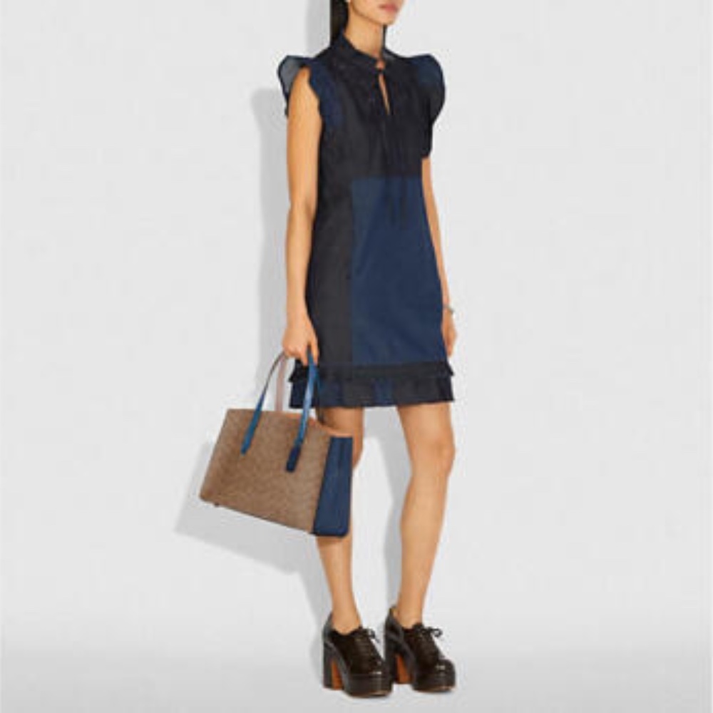 NWT COACH Charlie Carryall in Colorblock Signature Canvas Tote Bag Dark Denim - Picture 8 of 8